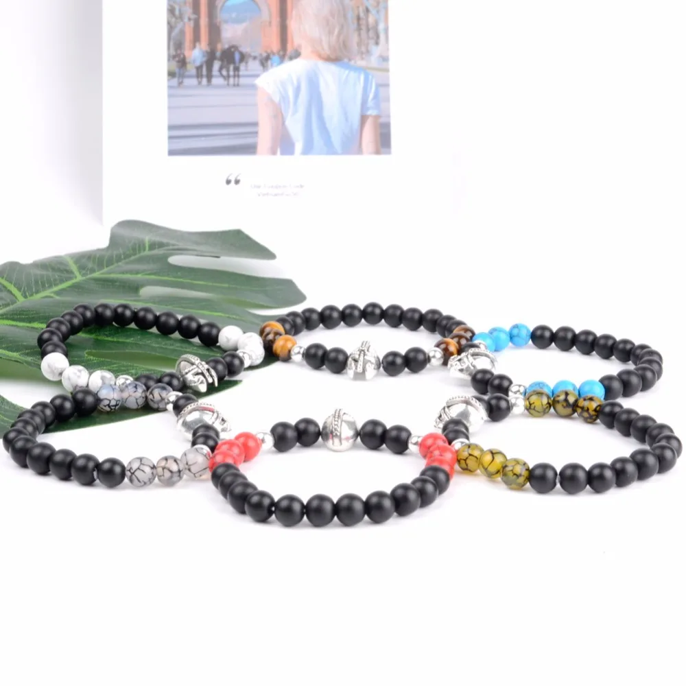 Воин шлем мужские браслеты с подвесками браслет из натурального камня для женщин