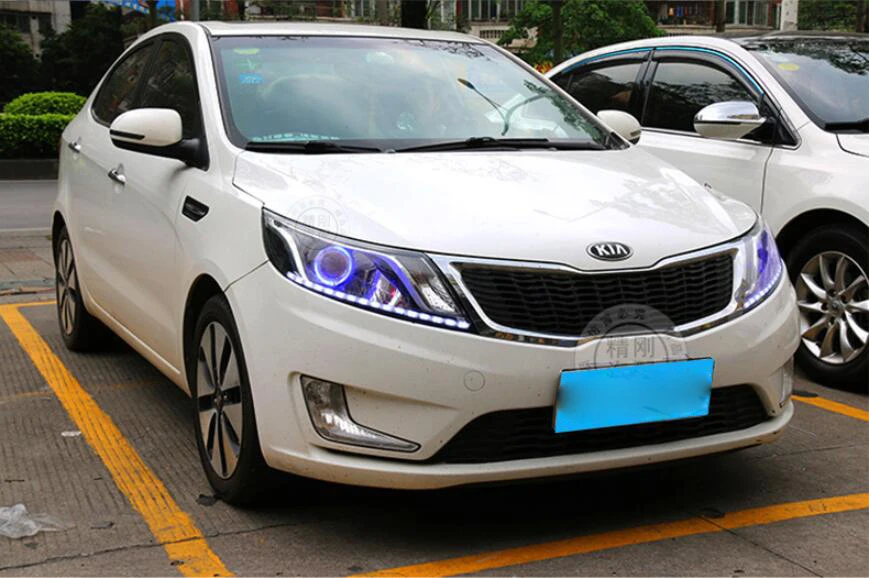 Один комплект БАМПЕР фара для KIA K2 головной светильник 2011~ 2014y автомобильные аксессуары, передний светильник для kia k2 rio фары противотуманные