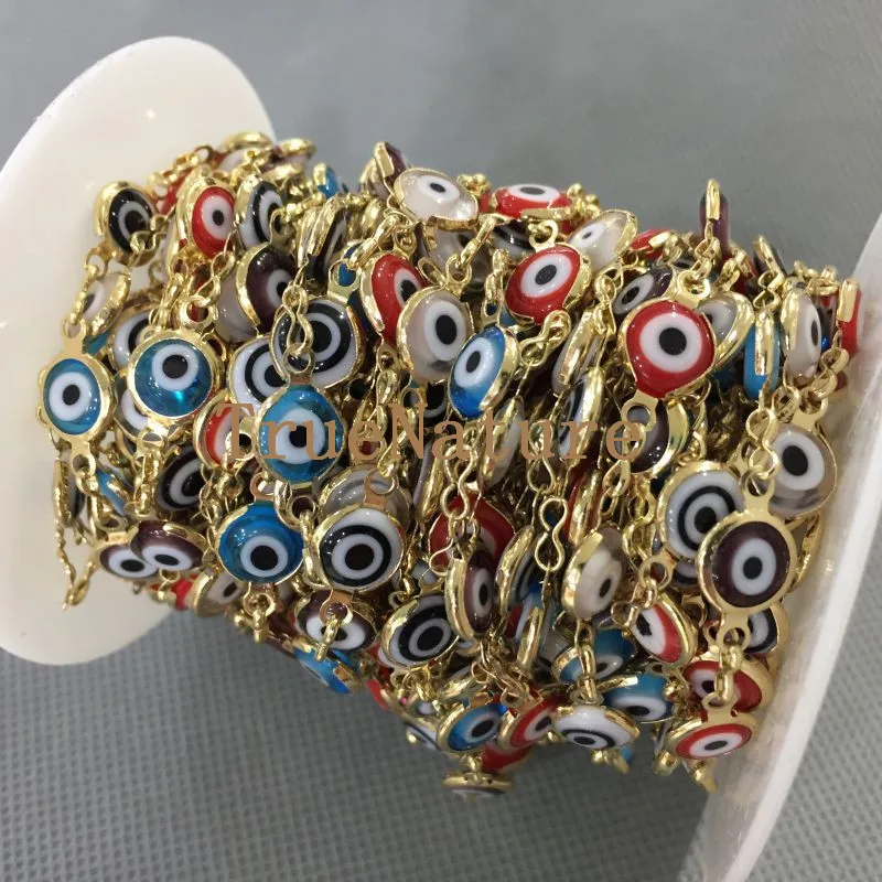

Vintage New Design Gold Electroplated Rosary Chains 8 mm Mala Evil Eye Round Beads Jewelry Accessory RC5042