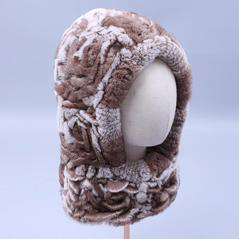 Winter Hat Bomber Hats For Men Women Thicken Rex Rabbit Fur Winter Earflap Keep Warm Masked Caps Russian Skull Mask Bomber Hats