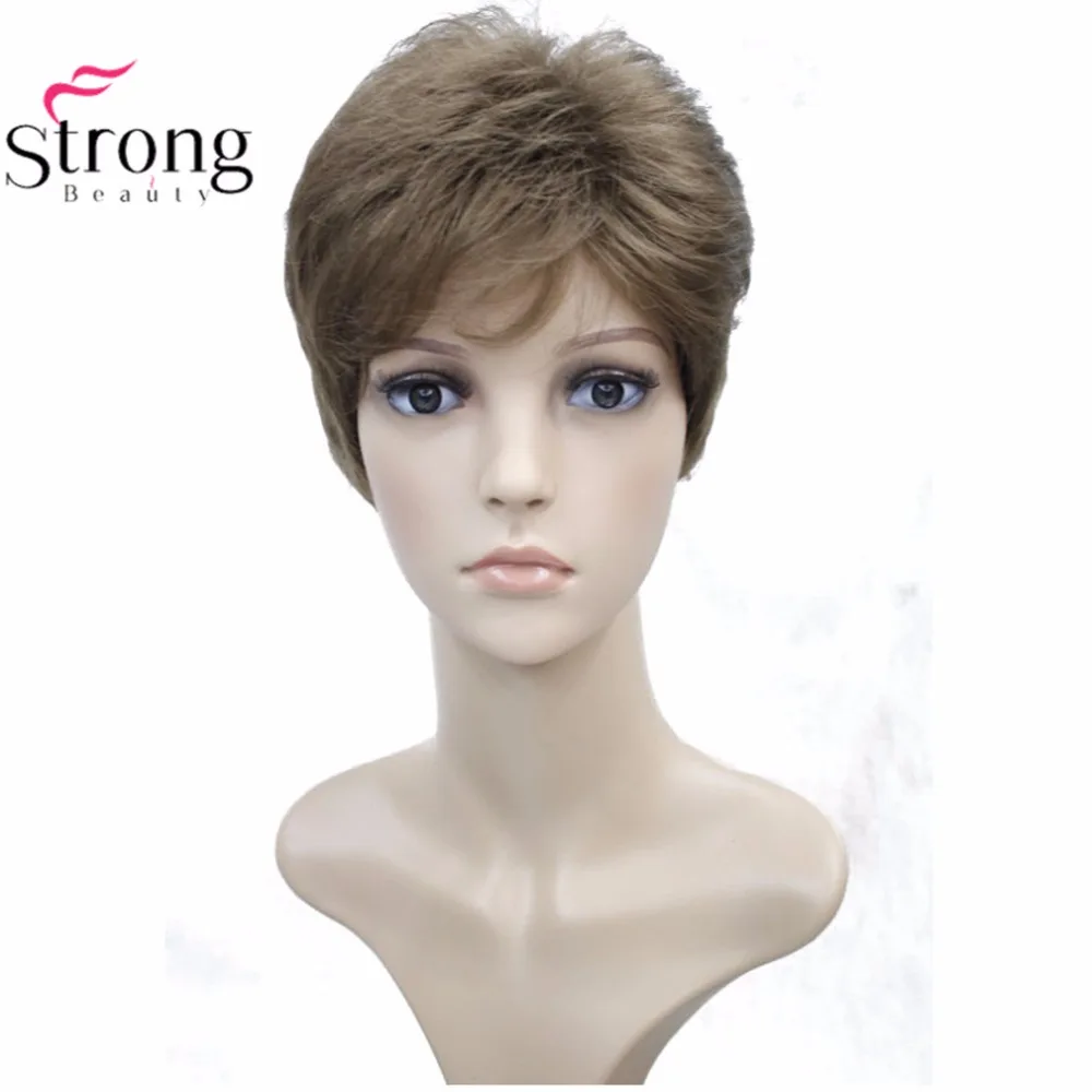 StrongBeauty женский синтетический парик черный/Блонд короткие прямые волосы натуральные парики