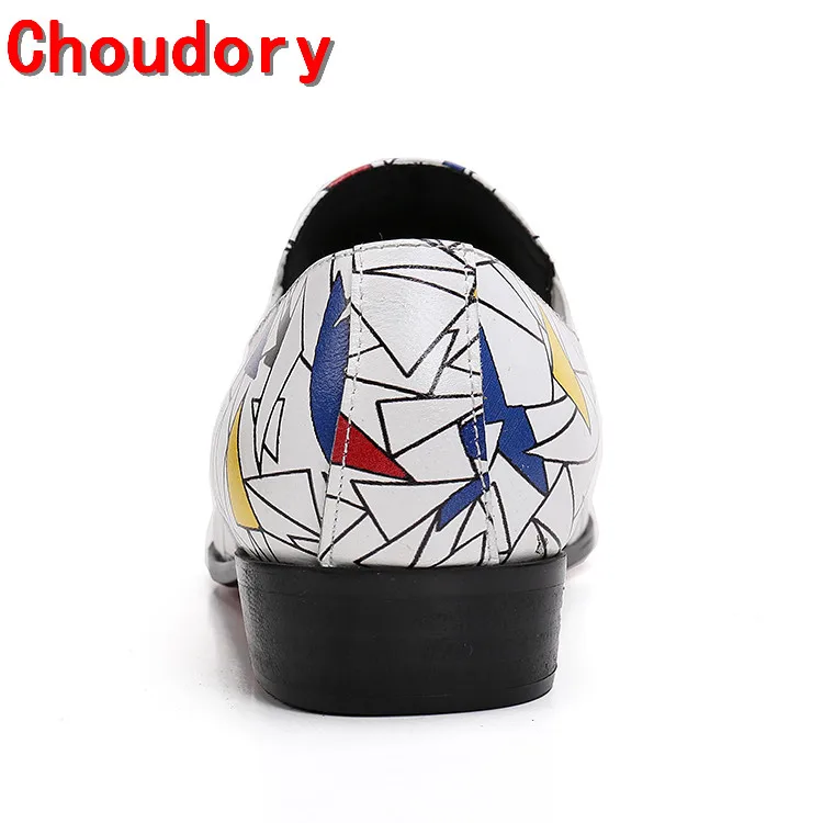 Мужские туфли с острым носком Choudory без шнуровки принтом на плоской подошве