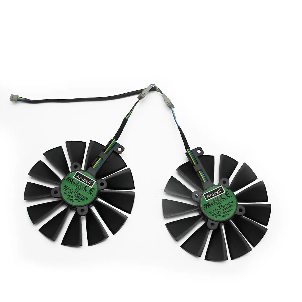 2PCS Free Shipping T129215SM 95mm Cooler Fan For ASUS STRIX RX 470 580 570 GTX 1050Ti 1070Ti 1080Ti Gaming Video Card Cooling Fan - Цвет лезвия: 2PCS