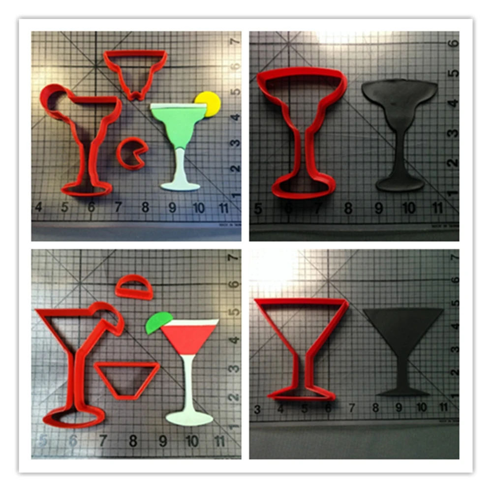 Cocktail Glass Design Cookie Cutter Set Custom Made 3D Printed Fondant Cake Decorating Tools Kitchen Accessories | Дом и сад