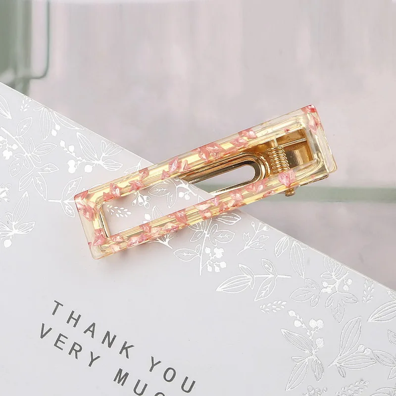Square Pink 1 шт. 6,5-7 см длина квадратной формы девушки полые геометрические заколки для волос заколки-Вишенки заколки для волос аксессуары для укладки волос инструмент - Цвет: Square Pink