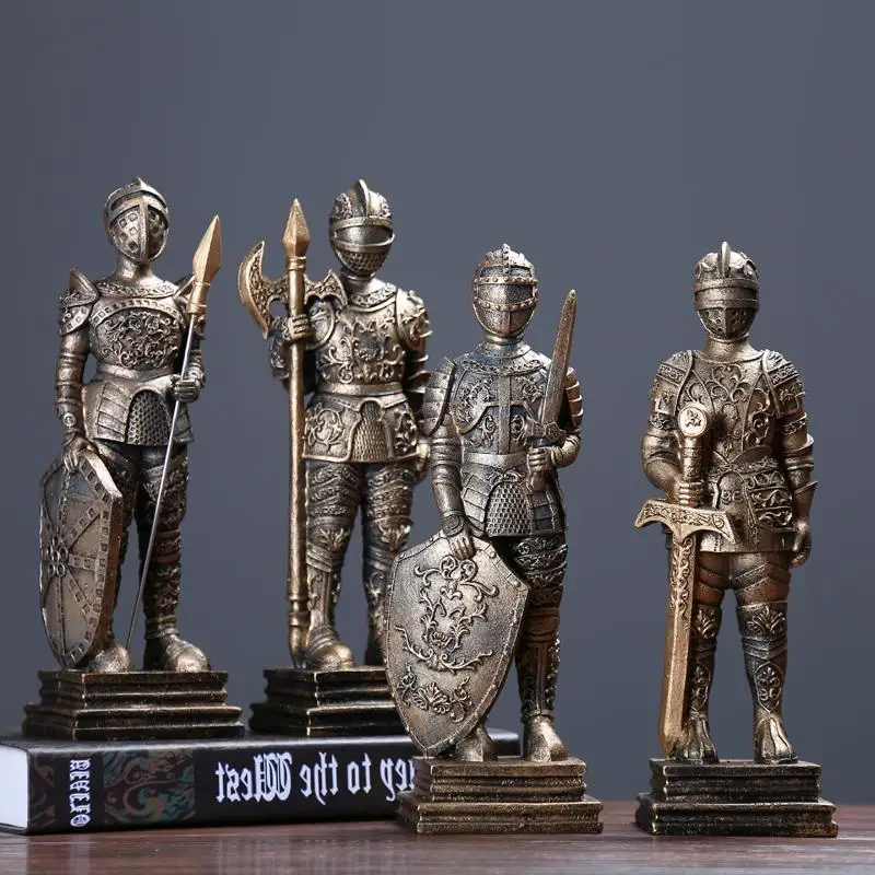 Средневековый европейский оловянный самурайский воин скульптура/кукла