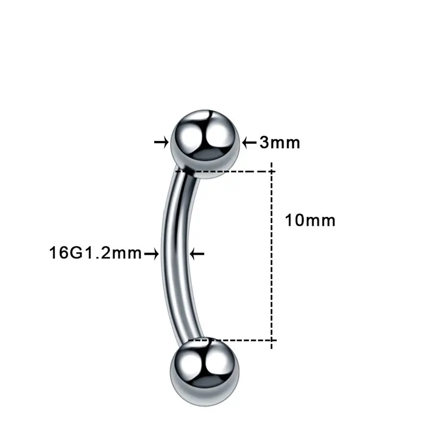 Ball v 1.2x10x3mm 1 шт. G23 титановое кольцо для пирсинга бровей и банана изогнутая губная Штанга Кольцо Snug Daith Helix Rook серьги хряща Tragus ювелирные изделия 16 г - Окраска металла: Ball v 1.2x10x3mm