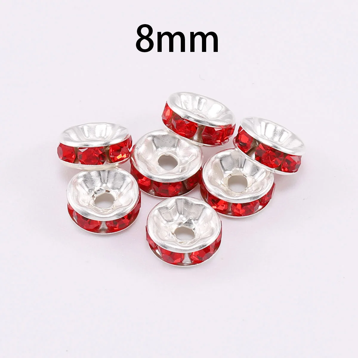 Red-8mm 50 шт./лот 8 мм Стразы Rondelles кристалл свободный разделитель бисер Шарм бусины для DIY ручной работы ювелирных изделий - Цвет: Red-8mm
