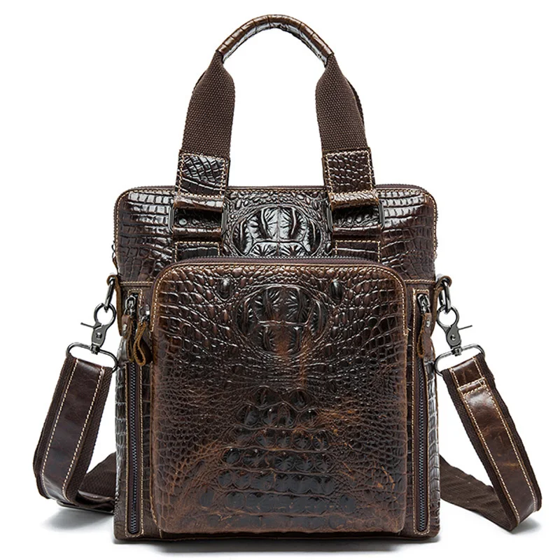 

New Luxury Alligator Men's Handbags 100% Cow Genuine Leather Male Shoulder Bag Real Natural Leather Crossbody Bag Messenger Bags