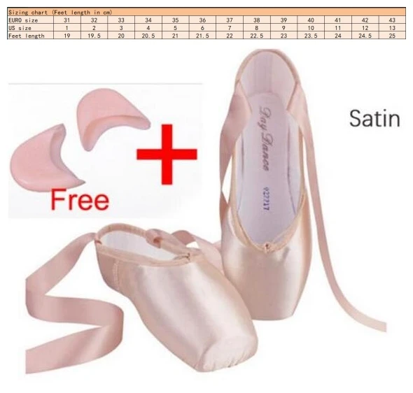 Satin Новинка; атласные парусиновые туфли-пуанты с лентой и гелевыми подушечками для ног; женские розовые профессиональные танцевальные балетки с острым носком - Цвет: Satin
