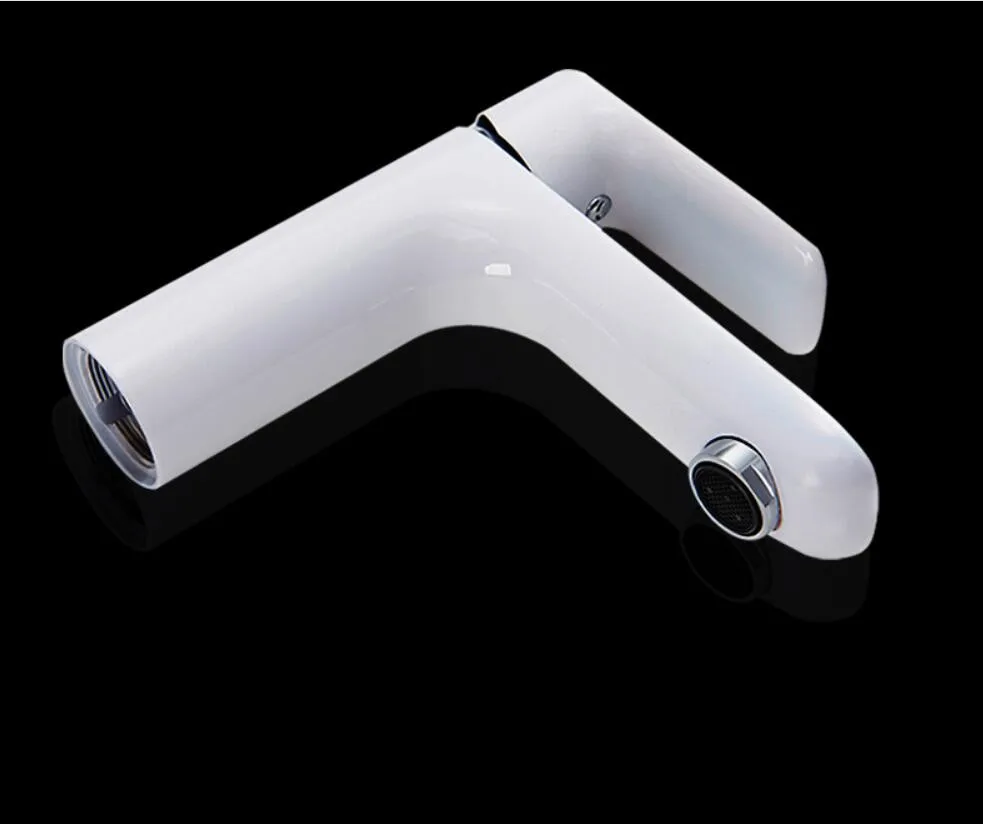 Смеситель для раковины с белым рисунком кран ванной комнаты одной ручкой