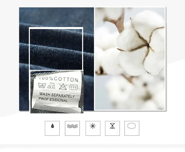 Хлопковая джинсовая рубашка Мужская брендовая одежда с воротником мандарин