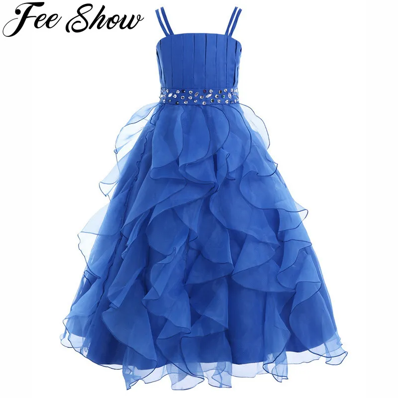 

4-14Y Infant Toddler Girls Organza Tulle Lace Flower Girl Dress Princess Pageant Wedding Birthday Party Dress kids Clothes