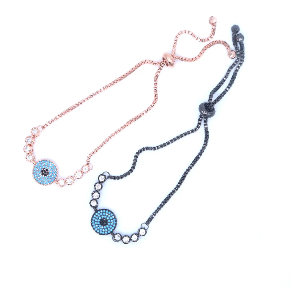 Новинка 2019 стильный браслет и для девочек с синими фианитами круглыми сглаза