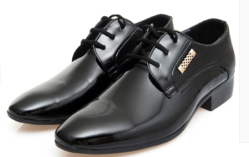 New Fashion Men's shoes PU patent leather Lace-ups black dress Business Leather Shoes Oxfords sapatos | Обувь