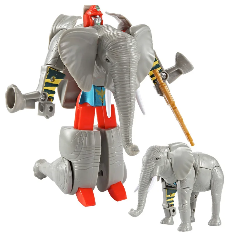Elephant Мальчики Трансформация Робот фигурка пластиковая модель зоопарк тигра льва панды Орел слон ребенок взрослый образование коллекция игрушек - Цвет: Elephant