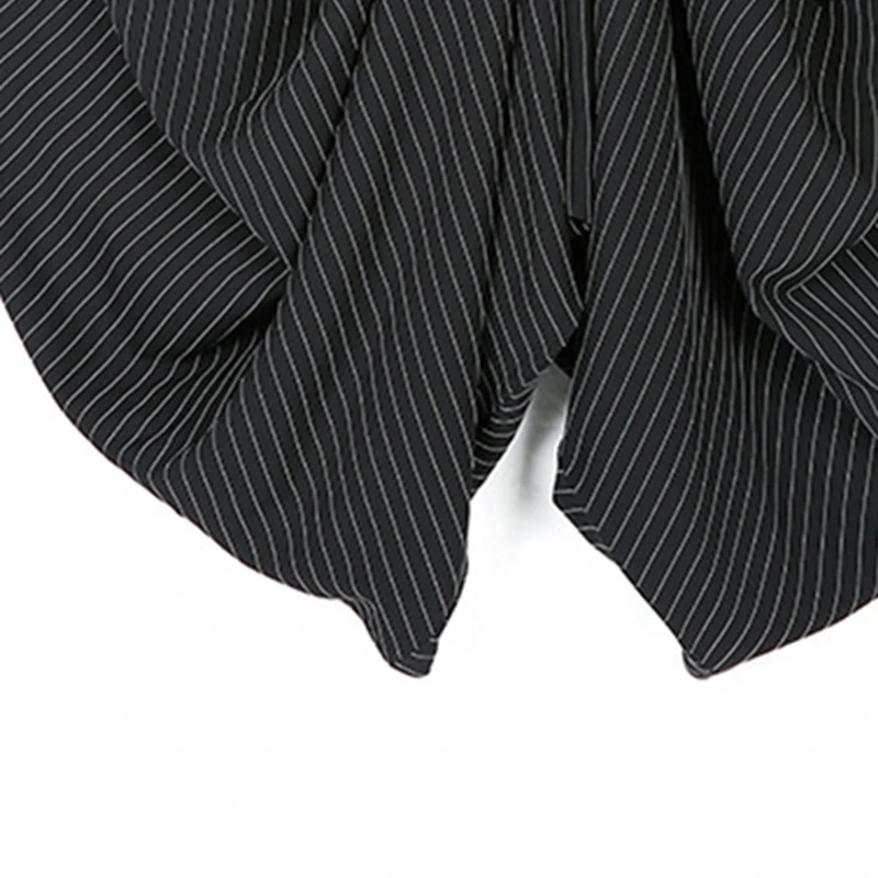 

TWOTWINSTYLE Ruched Haren Pants Women Striped Patchwork Elastic Pocket Irregular Big Size Long Trousers 2018 Spring Tide Casual