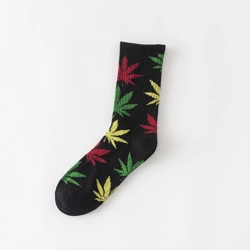 heicai 1 pair Men's Fashion Business Weed Hemp Cotton Socks Street Fashion Skateboard Couple Girls Harajuku Trend Socks Give Men a Gift - Цвет: heicai