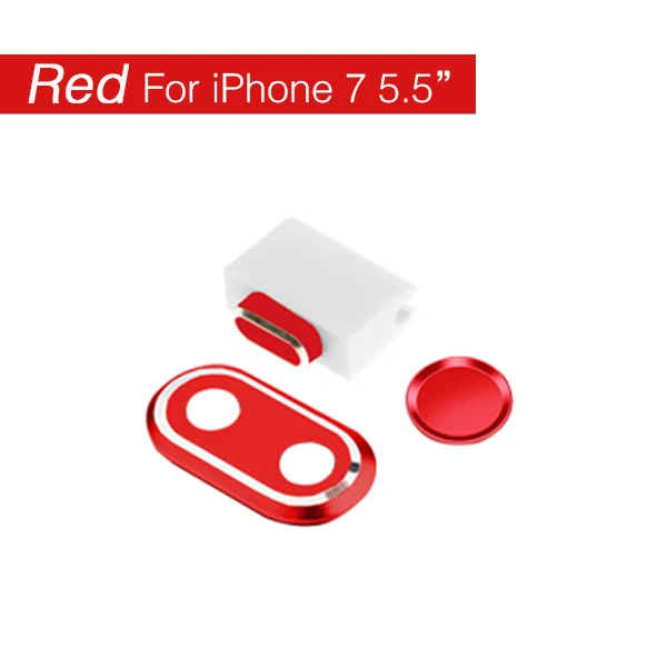 Red For i7P i8P BINFUL для iPhone 7, 8, 4,7 Plus, 5,5, 3 в 1, металлическая задняя камера, защитная крышка, чехол, кнопка домой, наклейка, кольцо, заглушка от пыли - Цвет: Red For i7P i8P
