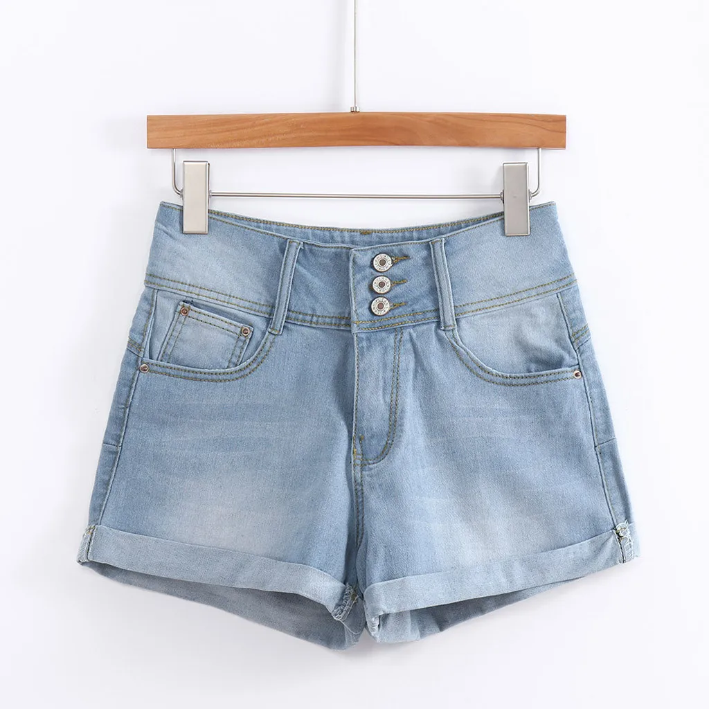 Шорты джинсовые женские хлопковые однотонные облегающие короткие мини-шорты из