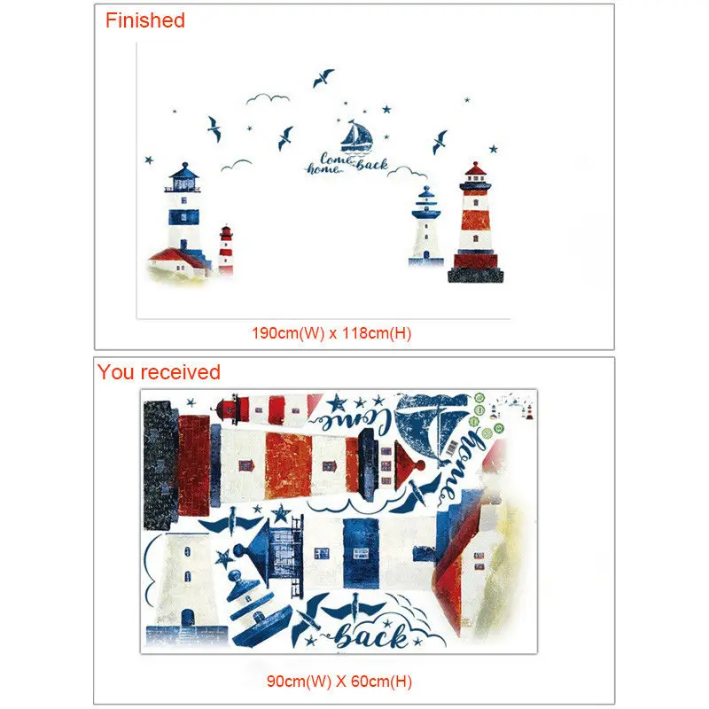 Морская парусная лодка маяк настенные наклейки ТВ диван настенная фоновая