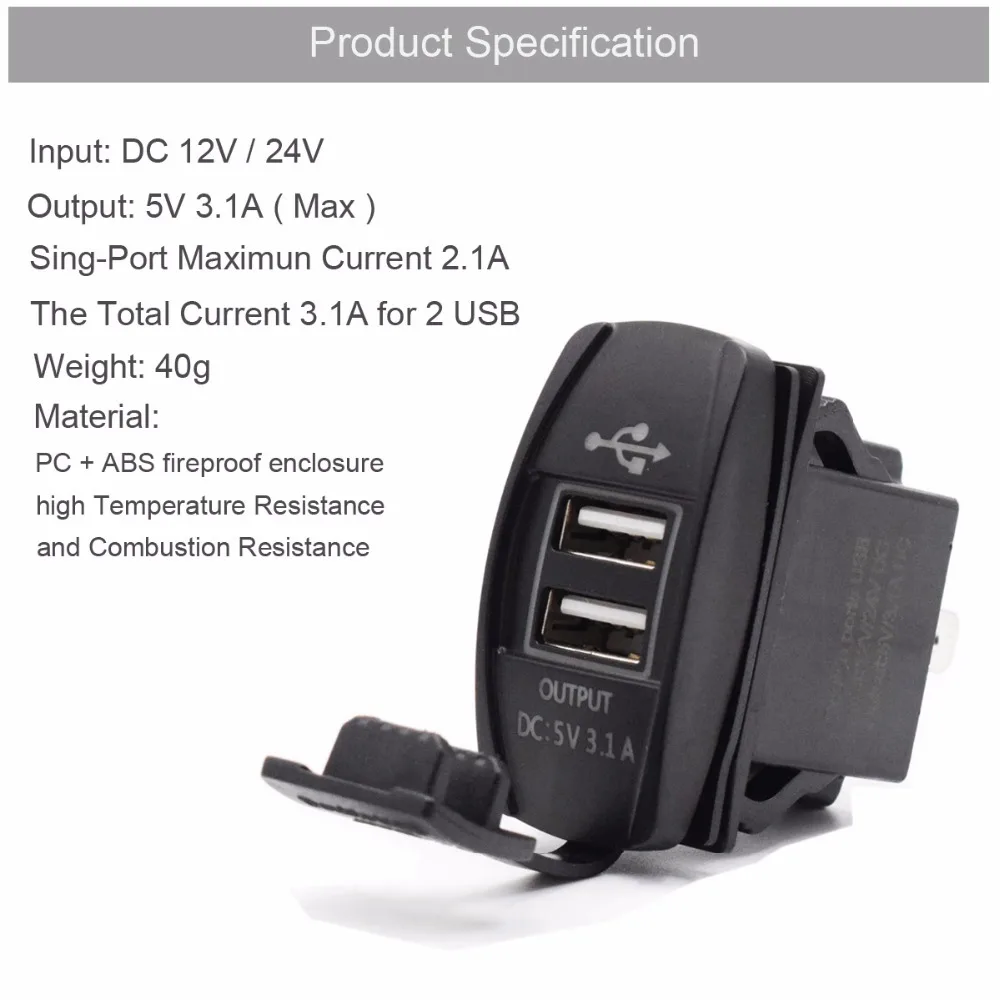 XCGaoon универсальное автомобильное зарядное устройство с двумя USB портами адаптер