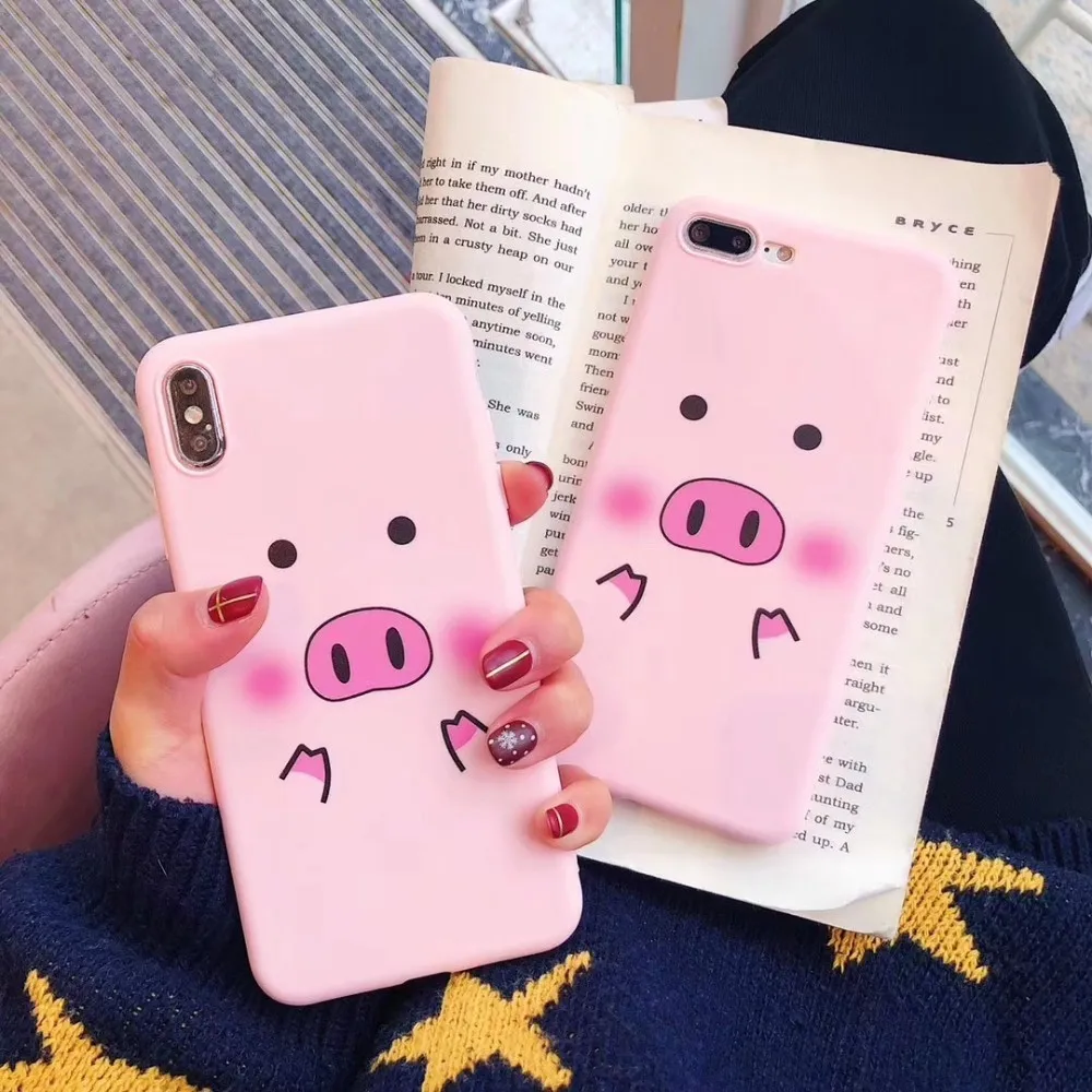 Для Iphone Xs Max 7 8plus чехол для Samsung S10 S8 S9 Note 8 9 A7 A8 A50 J6 Capa Tpu свиной нос мягкий телефонный