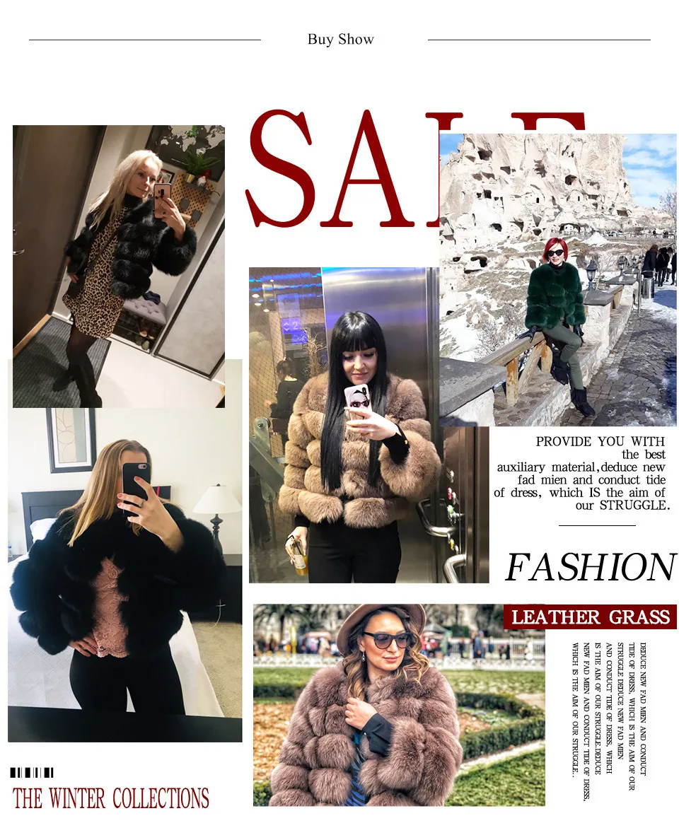 FURSARCAR New Fashion Natural Real Blue Fox Fur Women Natural Genuine Fur Jackets Coats Female 5 Row Short Outerwear Girls