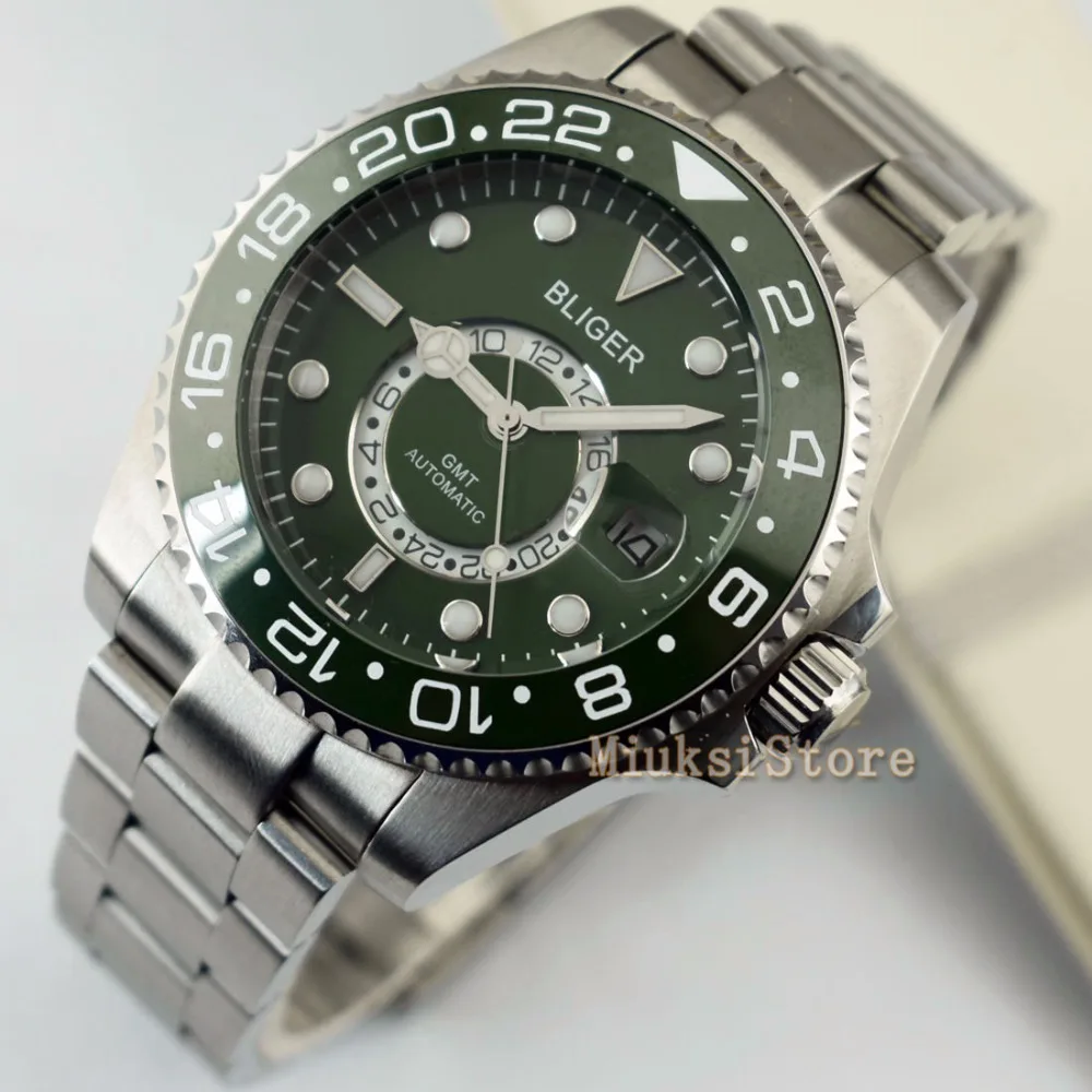 43 мм D'origine черный montre mode pour homme Top marque automatique multifonctions Calendrier mens Lumineux|Мужские