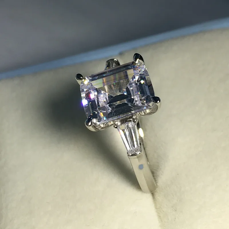 Обручальное кольцо из серебра 925 пробы с фианитом 4 карата|wedding band ring|band ringstone rings for