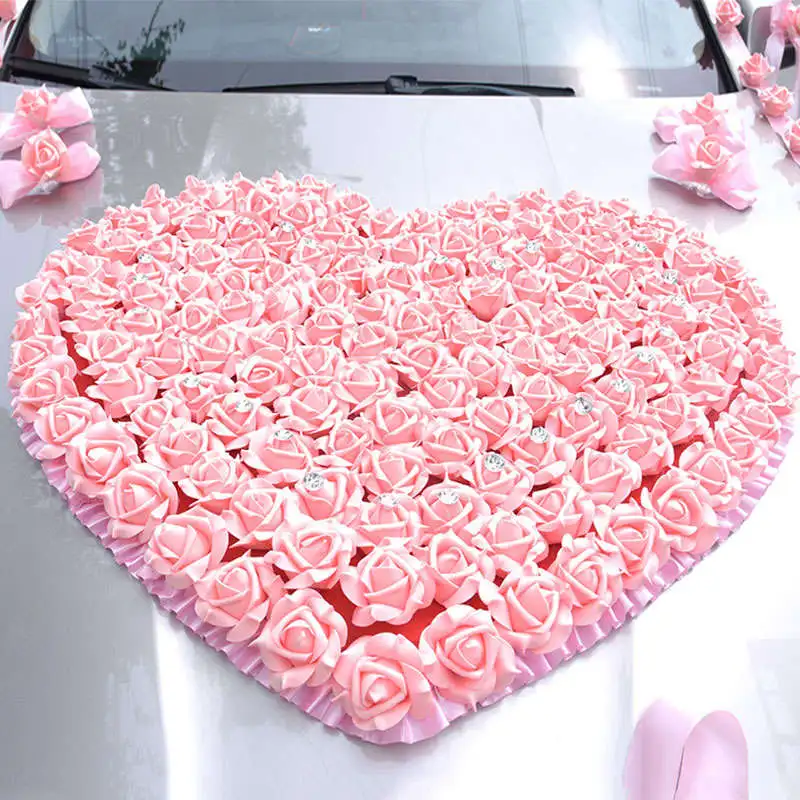 B Pink Heart Свадебный автомобиль, искусственный цветок, украшение в виде сердца, венок, украшение для свадебной вечеринки, искусственные розы, свадебные Автомобильные украшения, товары для цветов - Цвет: B Pink Heart
