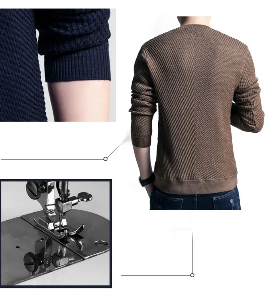 С длинным рукавом вязаный свитер Для мужчин осень-зима Повседневное Slim Fit Рождество трикотаж Для мужчин s одежда с v-образным вырезом Пуловер мужской sueter hombre