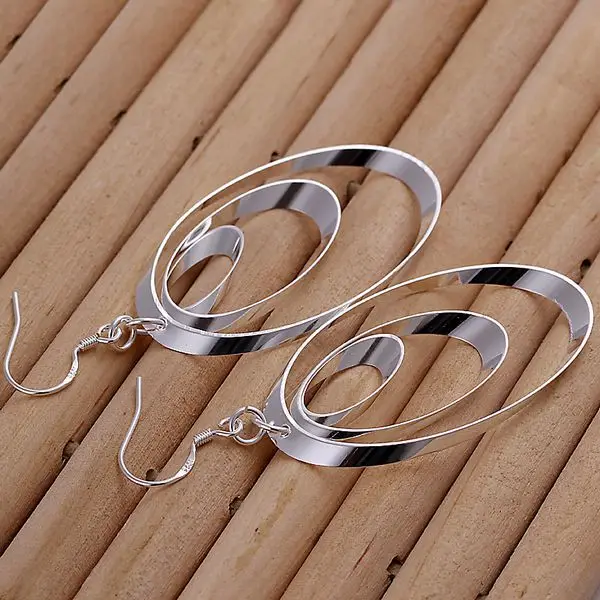 Серьги с серебряным покрытием серебряные модные ювелирные серьги три круглых