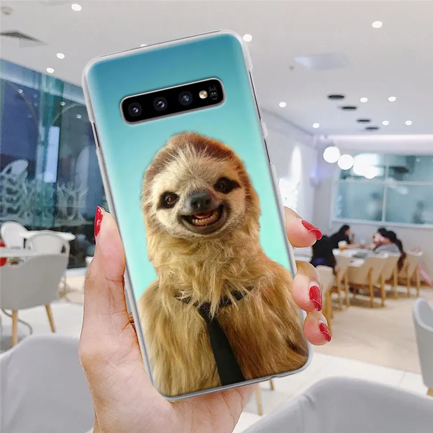 Серый Ленивец и цветочный узор чехол для телефона samsung Galaxy S10e S10 Plus S7 S8 S9 Plus Note 8 9 M10 M20 M30 жесткий чехол Coque
