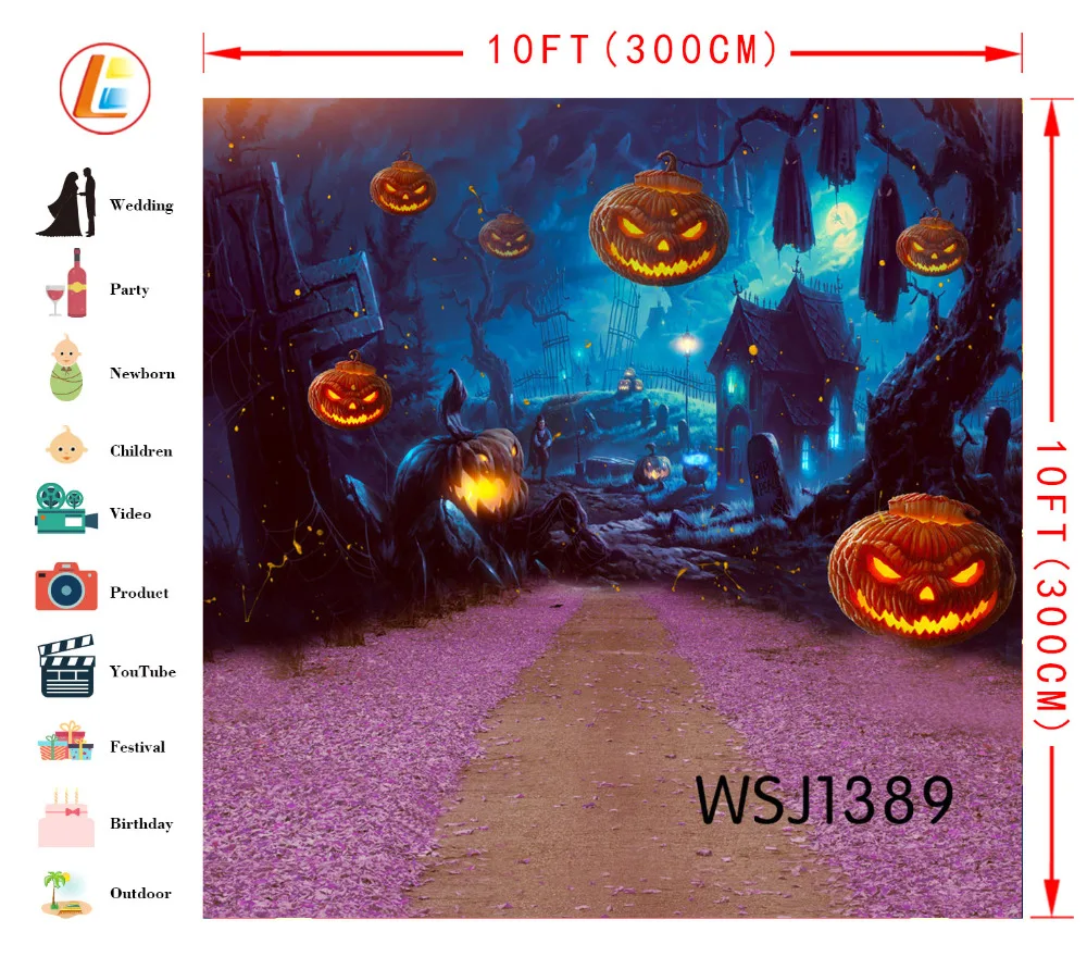 Фунтов Хэллоуин Тыква винил фотографии фоном реквизит Джек-о-Фонари страшная