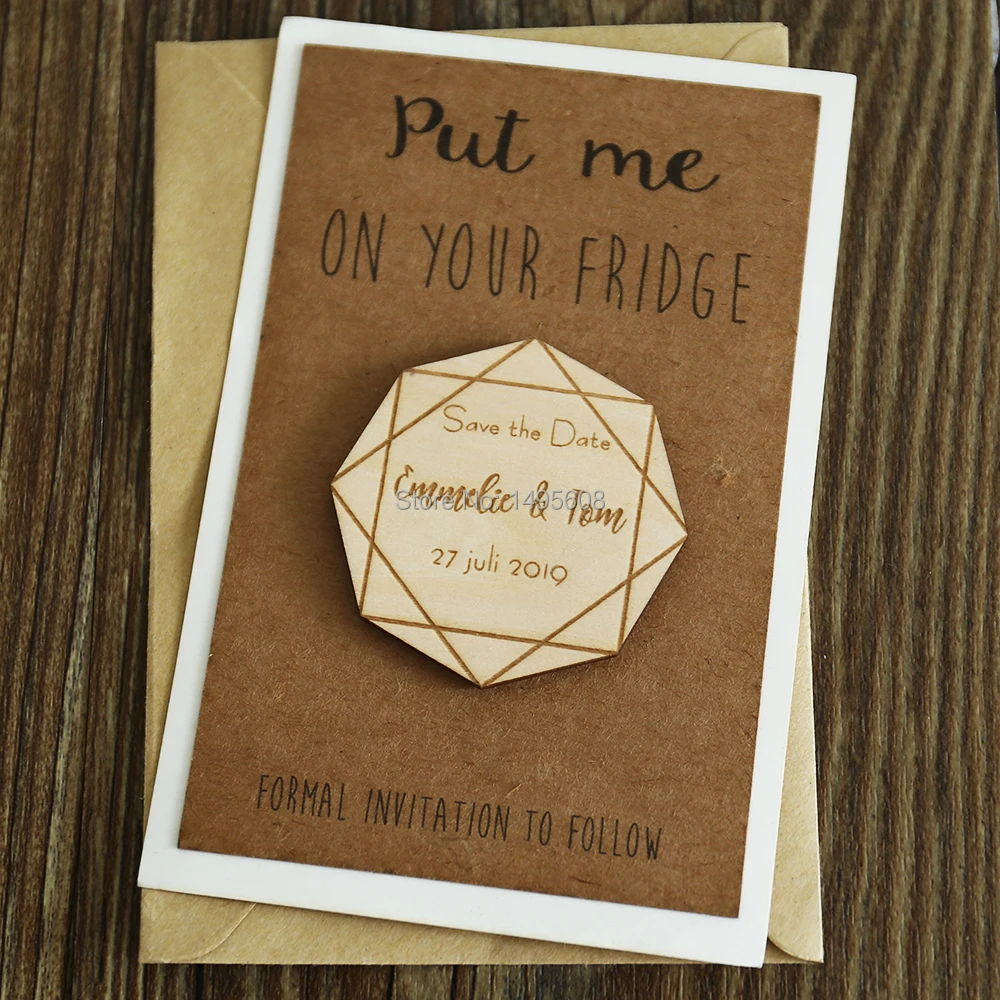 Геометрические сохранить дату свадебное объявление деревянный Современный
