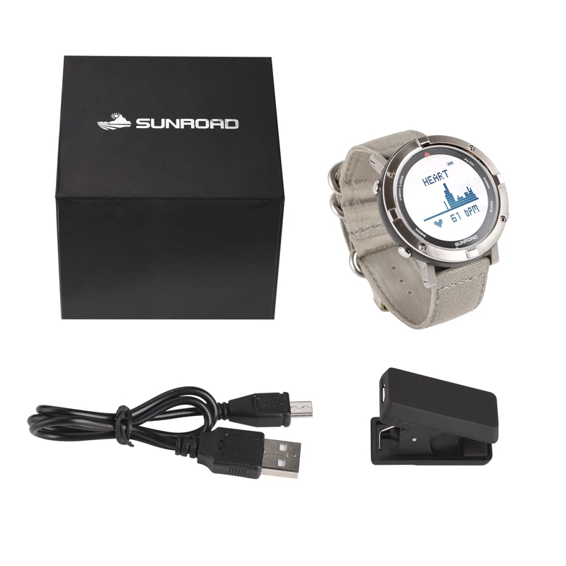 SUNROAD мужские цифровые часы пульсометр альтиметр барометр Clcoks Reloj Hombre 5ATM