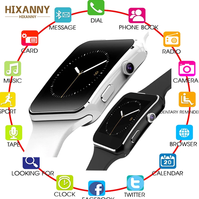 New X6 Smart Watch with Camera Touch Screen Support SIM TF Card Bluetooth men Smartwatch for iPhone Xiaomi Android Phone | Электроника