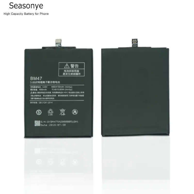 Сменный литий полимерный аккумулятор Seasonye 1x4000 мАч/Втч BM47 / BM 47 для телефона Xiaomi Redmi