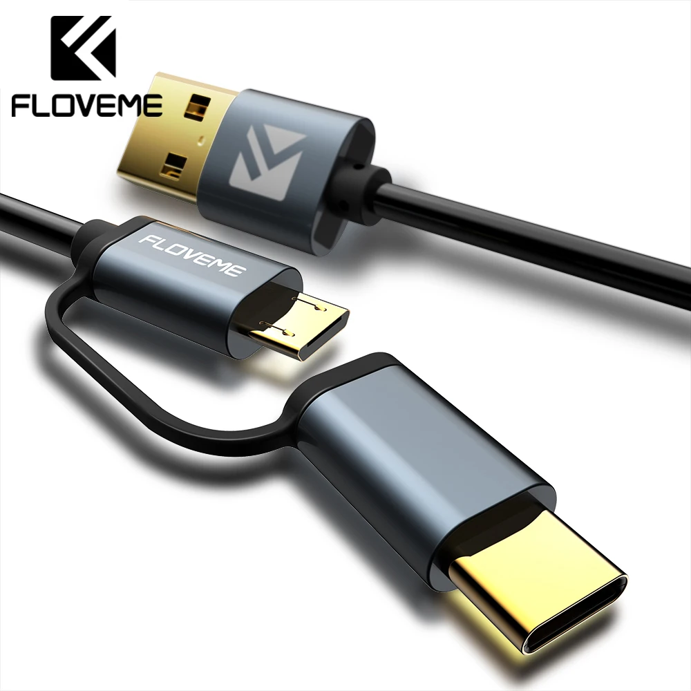 Floveme Тип-C micro usb кабель 2 в 1 QC 3.0 fast Зарядное устройство Кабо-кабель для Samsung S8 S7 S9 примечание 8 Huawei Xiaomi USB c Тип c Кабели