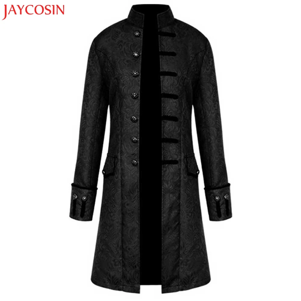 JAYCOSIN Мужское пальто с длинным рукавом зимнее теплое винтажное черного белого