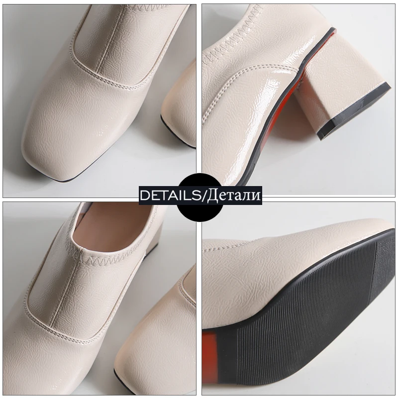 Женские туфли JK на толстом высоком каблуке лодочки с квадратным носком