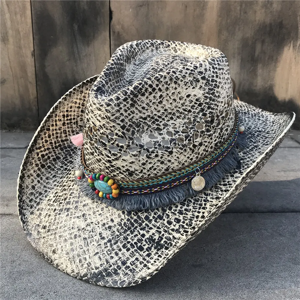Летняя женская соломенная шляпа в ковбойском стиле элегантная Sombrero Hombre с