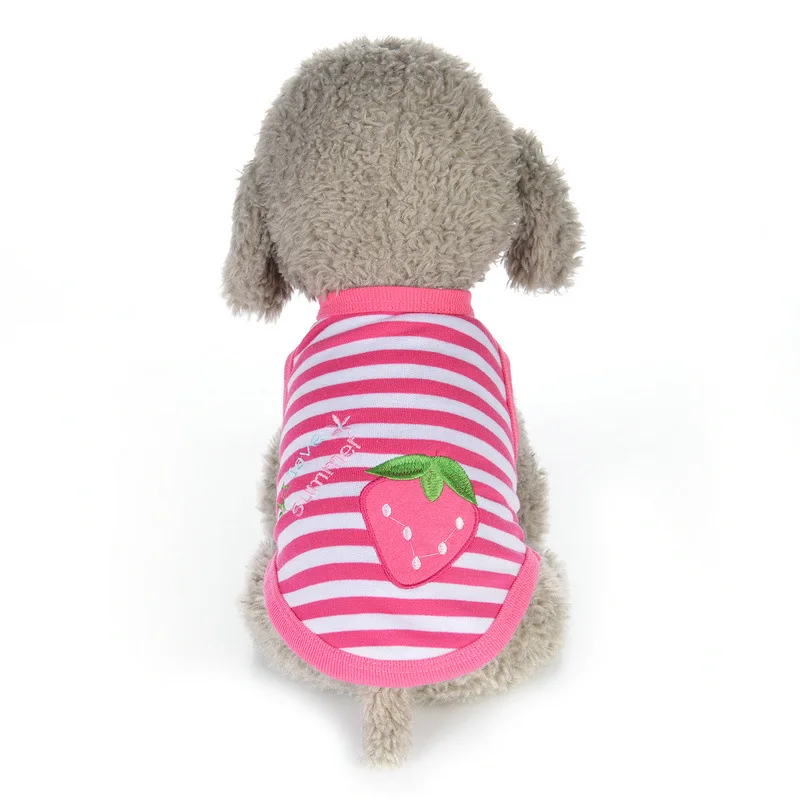 Футболка для кошек милая одежда щенков мультяшная полосатая Одежда питомцев с