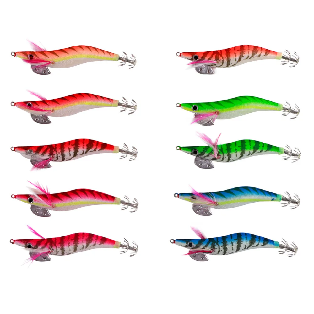10pcs/set Fishing Shrimp Artificial Baits for Squid Jigs Octopus Cuttlefish Hard Lures 12cm 14.5g Tackle Pesca Dropship | Спорт и