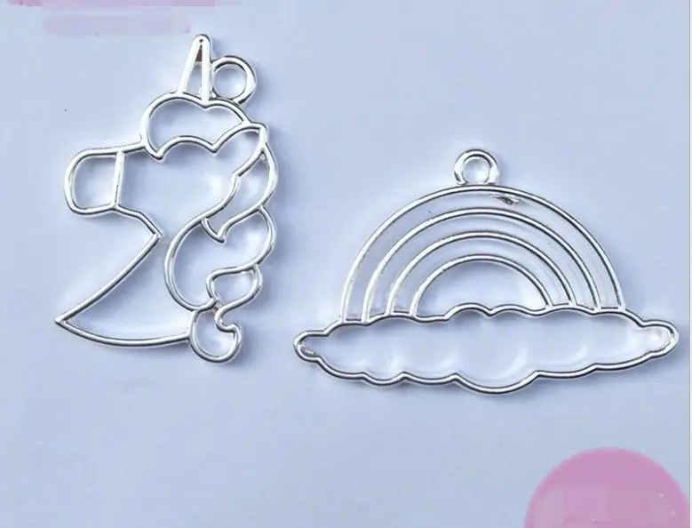 Новинка 5 шт./лот подвеска в виде радуги облаков единорога с металлической рамкой