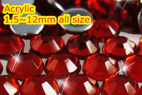 

Bordeaux Color 1.5~12mm Flat Back Round Acrylic rhinestone,Acrylic Resin 3D Nail Art / Garment Rhinestone