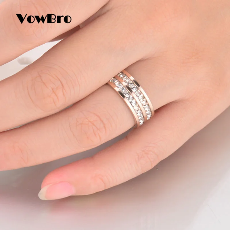 Wowbro горячие ювелирные изделия из нержавеющей стали с двойными рядами Кристалл