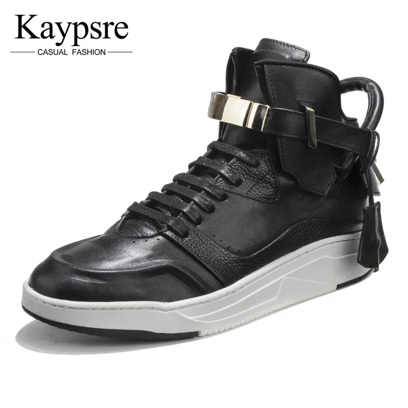 Kaypsre из коровьей кожи Модные высокое помогите Советом Обувь Металл Мужчины