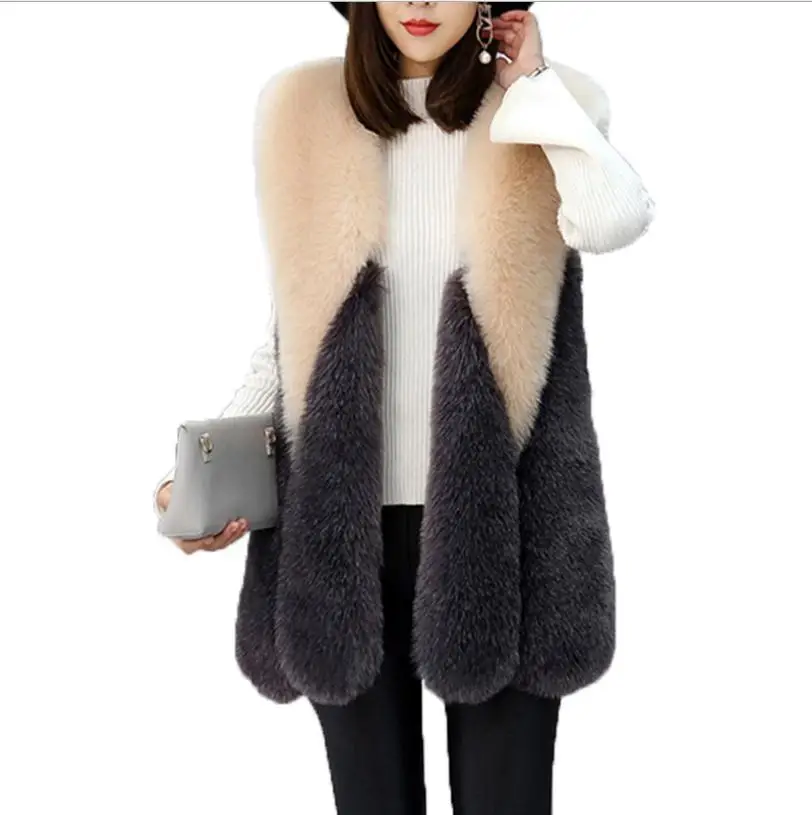 Жилет женский длинный из искусственного меха теплый пикантный жилет в стиле